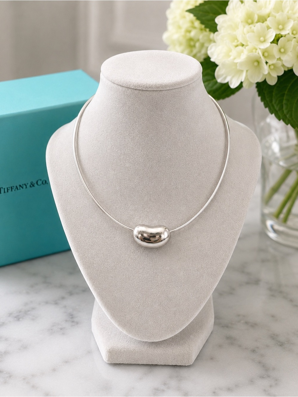 Tiffany & Co Elsa Peretti bean necklace polished sterling silver (925)